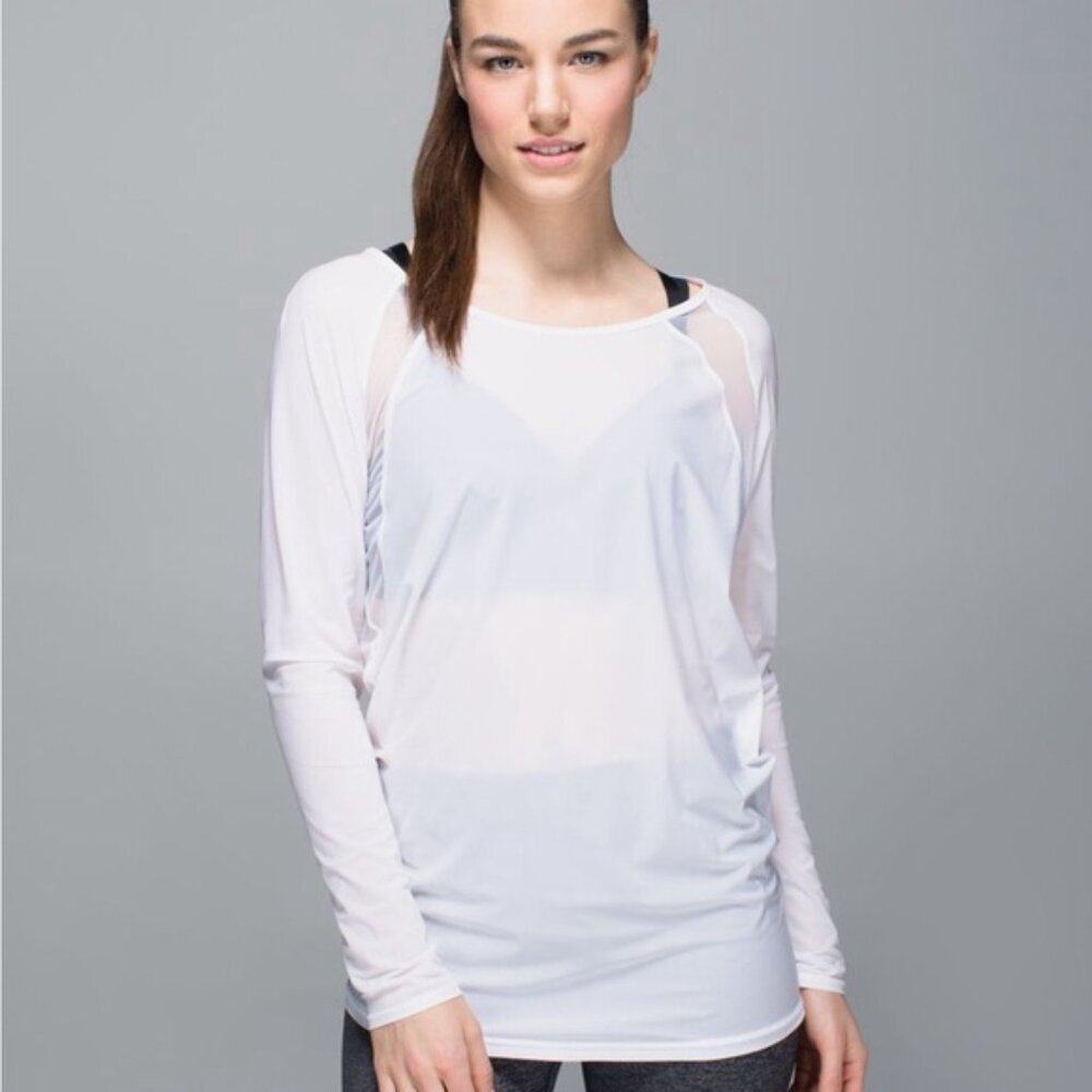 Lululemon If You're Lucky Long Sleeve Tee II - White, size 10